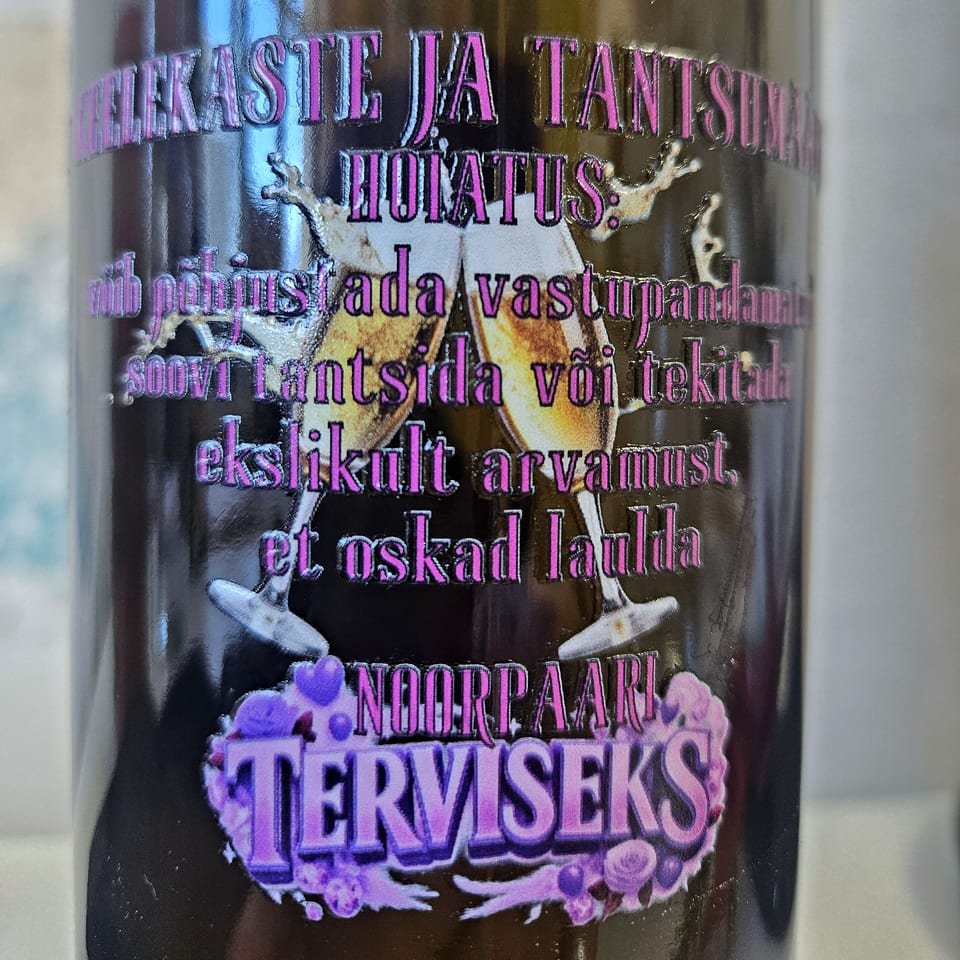 Humorous wedding bottle
