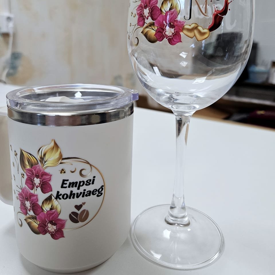 Coffee mug and wine glass for a couple