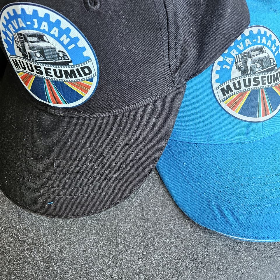 Caps with a museum logo