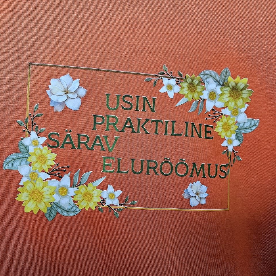 Orange shirt with a floral frame