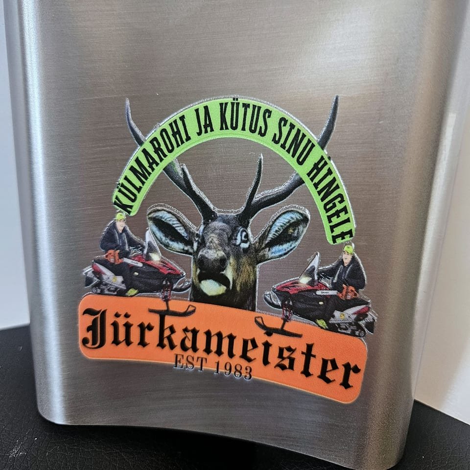 Hip flask with a full-colour UV print